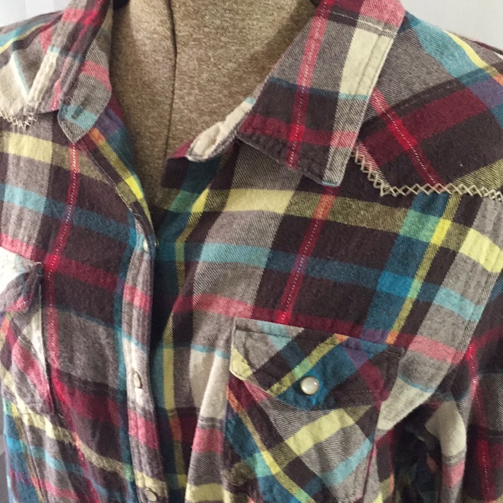 Bit & Bridle Flannel Plaid Snap Button Up Western